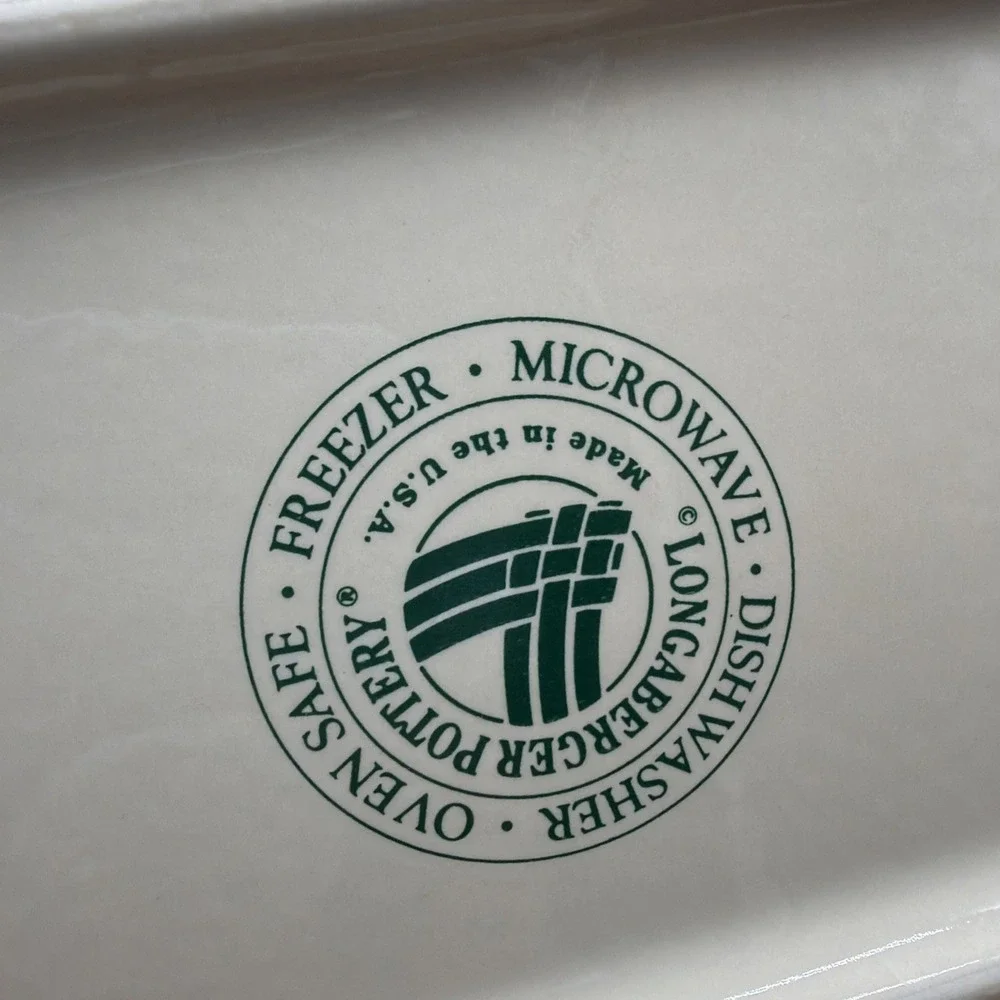 Longaberger Pottery Woven Traditions Ivory Rectangular Serving Tray 8.5